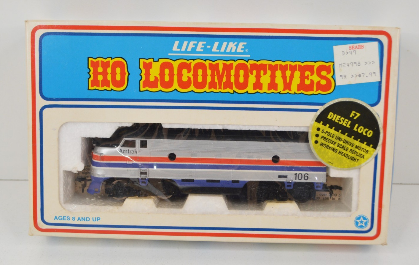 Life-Like HO Scale F7 Diesel Locomotive Amtrak 106 08684 NEW IN BOX