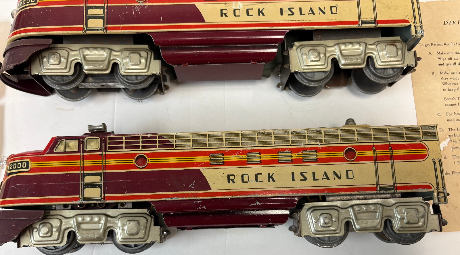 Unique Art O Gauge Rock Island 2000 Diesel Set Superb Condition Lionel Compadabl