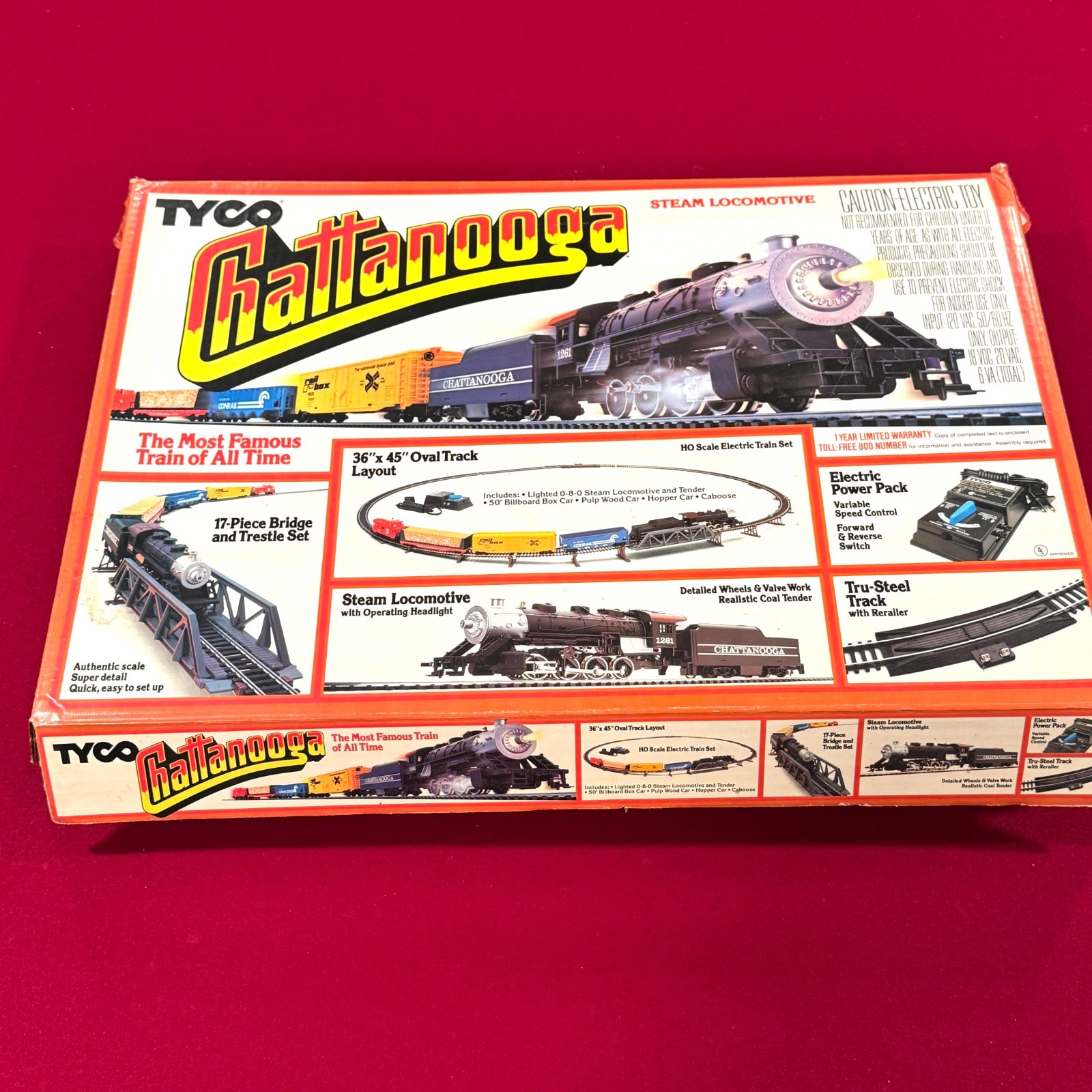 Vintage Tyco Chattanooga Steam Locomotive Set w/ Box Untested Good Condition HO