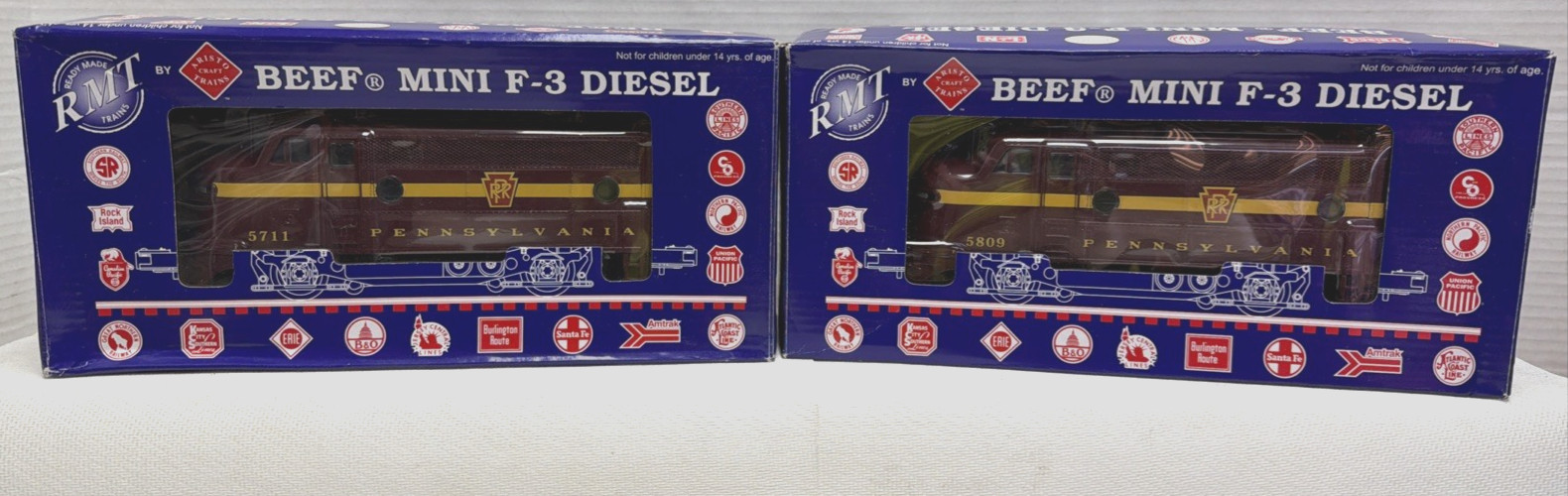 RMT O/O27 PRR 92615 BEEF MINI F3 A-A POWERED/NON-POWERED DIESEL LOCOMOTIVES OB’S