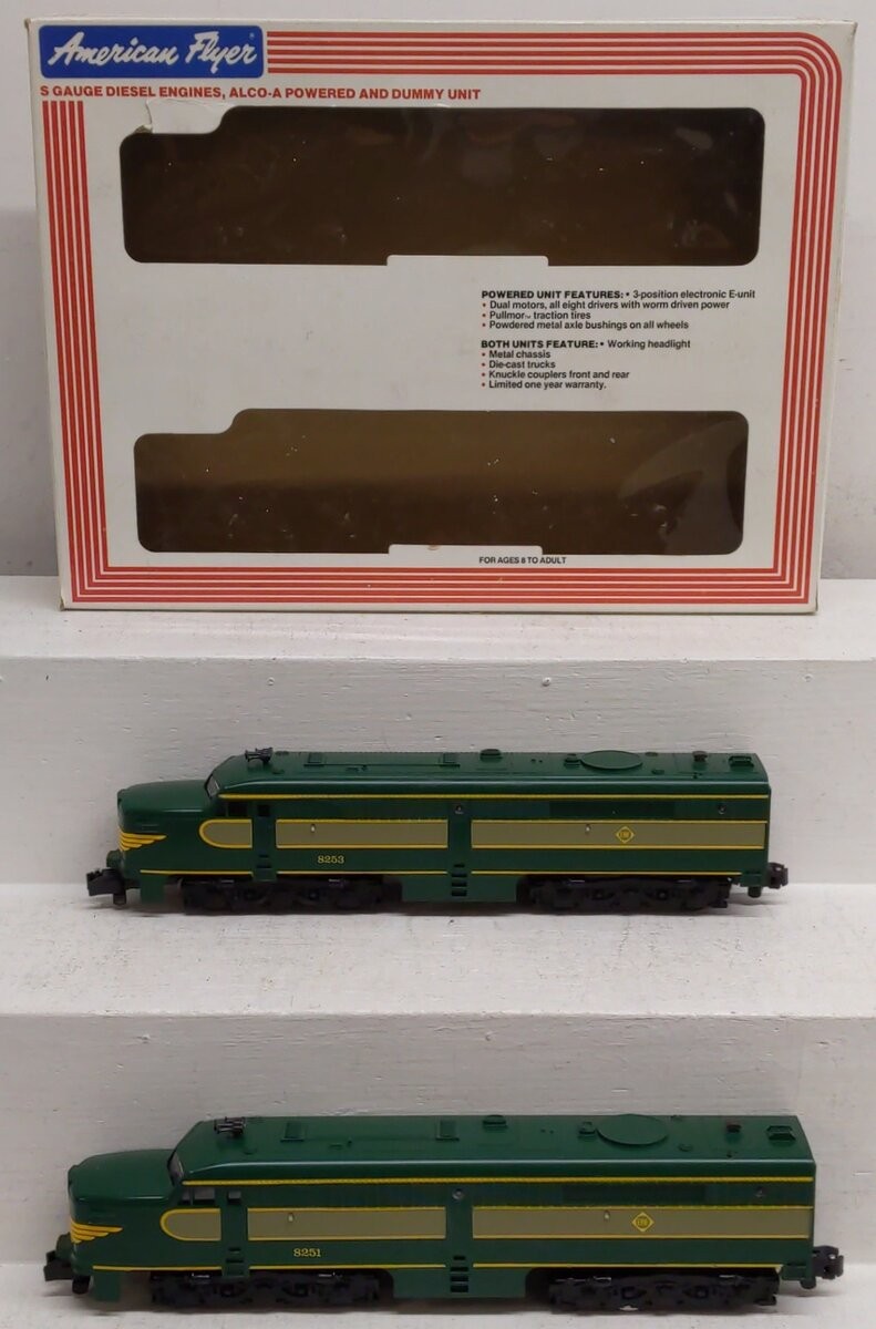 American Flyer 4-8251 S Gauge Erie Alco AA Diesel Locomotive Set EX/Box