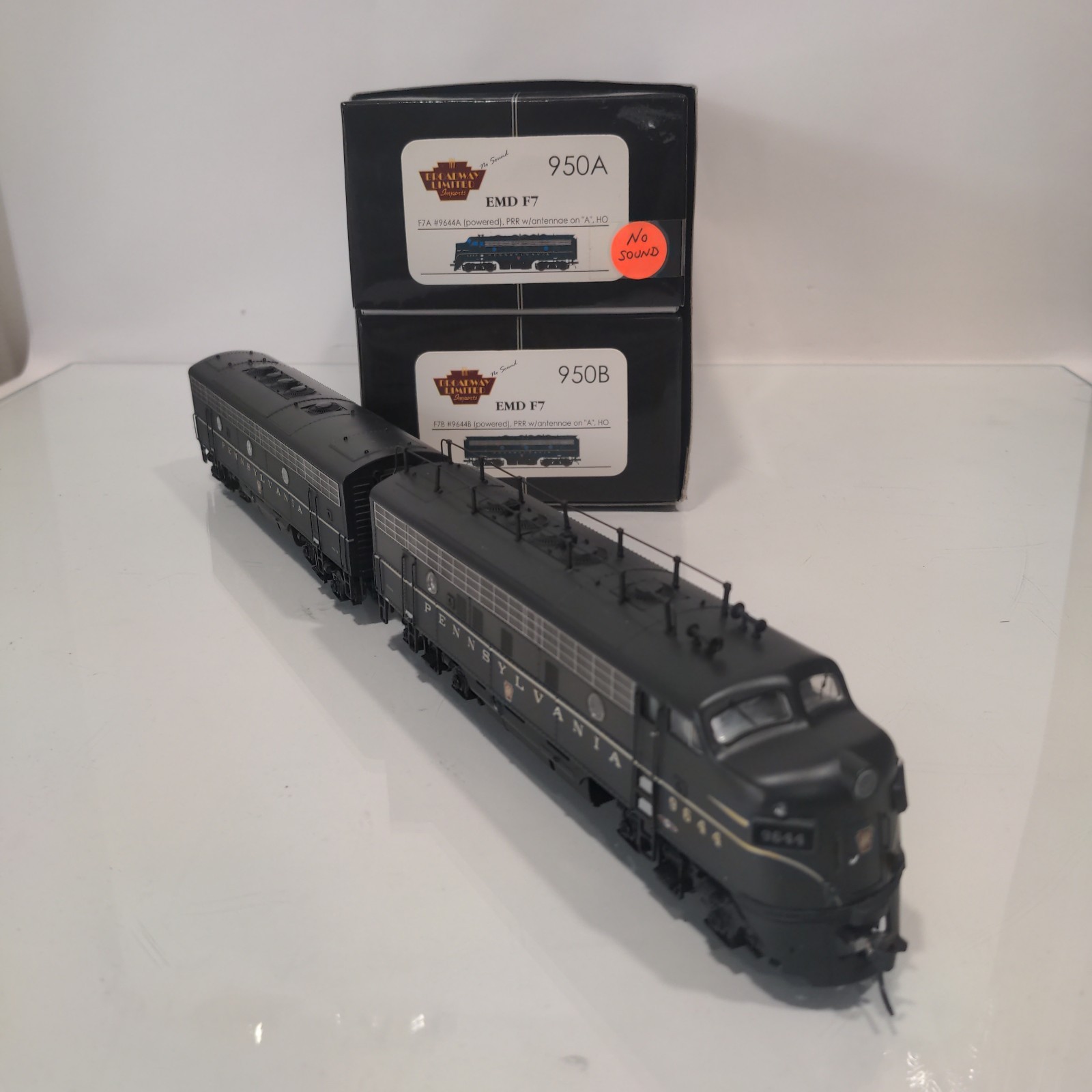 Broadway Limited HO Pennsylvania EMD F7 A/B Set 950 PRR 9644 9644B DC F7A F7B