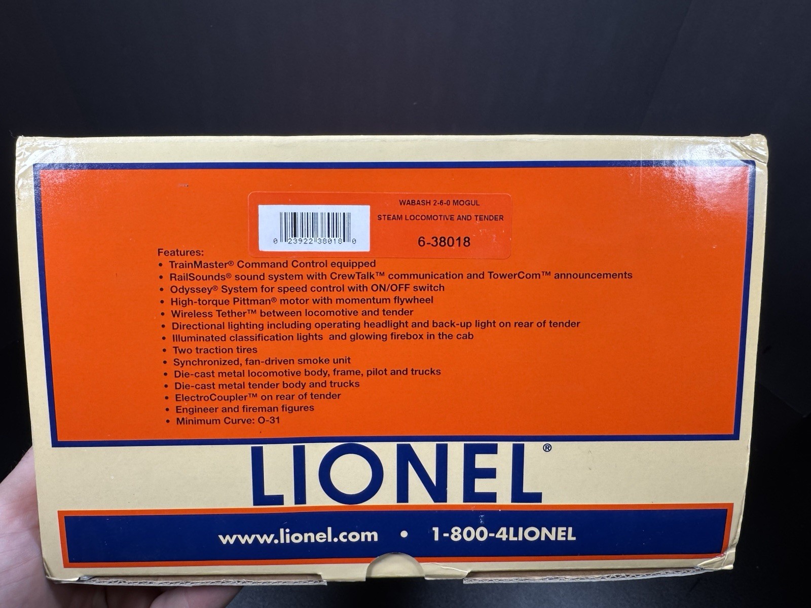 Lionel 6-38018 TMCC Wabash 2-6-0 Mogul steam engine #826 LNIB