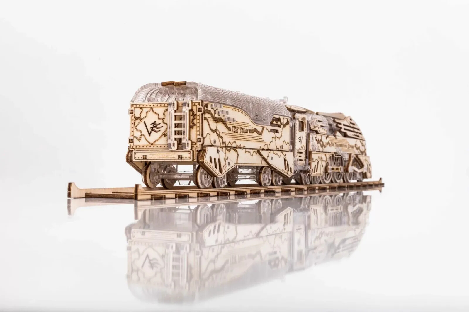 Mechanical Veter Models wooden plastic puzzle Thunderstorm Express Train +Tender
