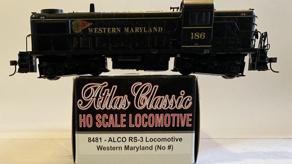 HO Atlas Classic 8481 Western Maryland 186 Alco RS-3 Diesel Locomotive WM (No #)
