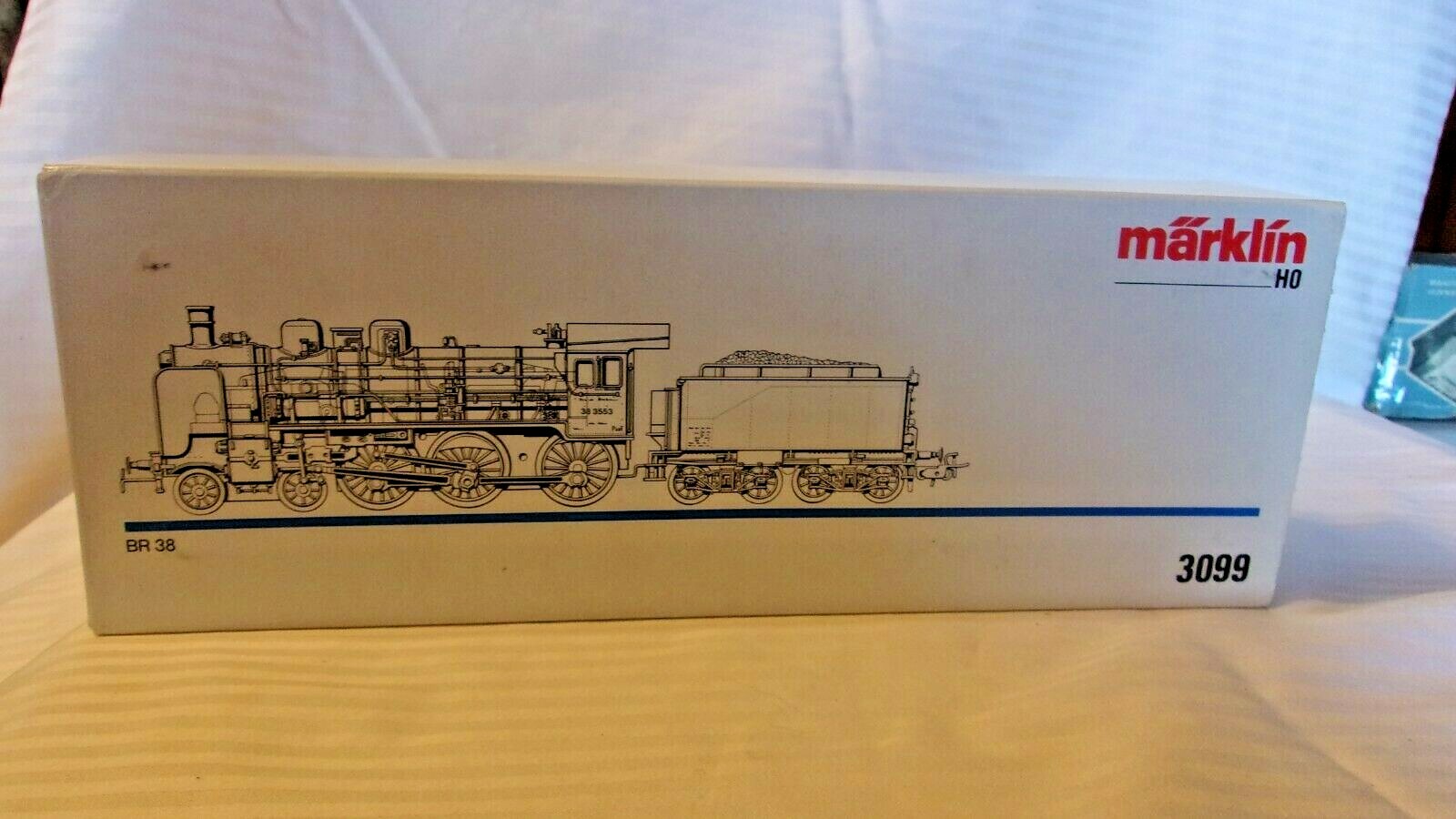 HO Scale Märklin BR38 Steam Locomotive & Tender Deutsche Bahn, Black, #3099 BNOS