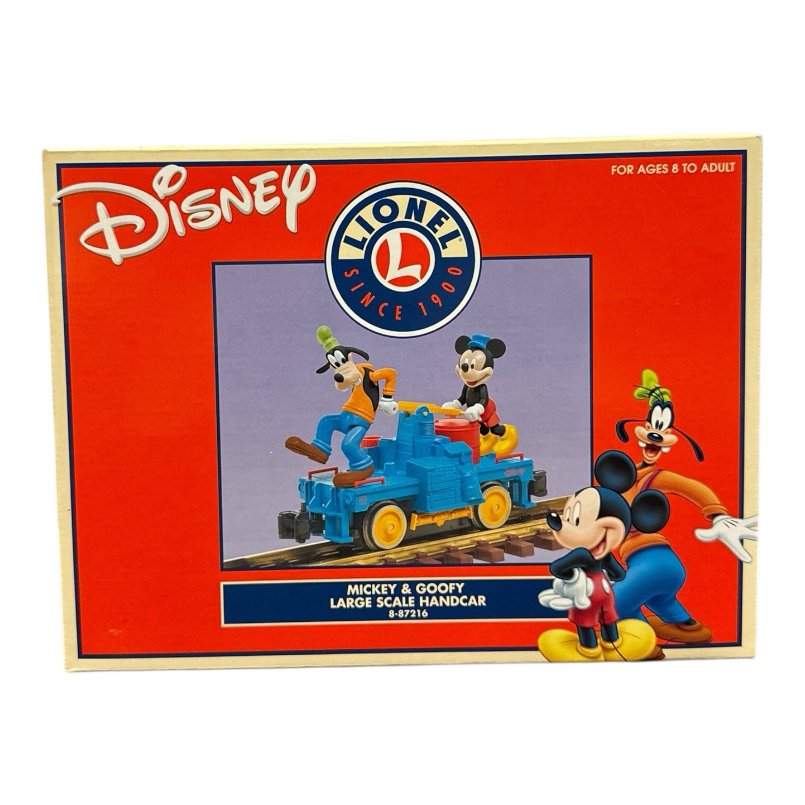 Lionel G Scale Disney Mickey & Goofy Handcar 8-87216 Train New Excellent Box