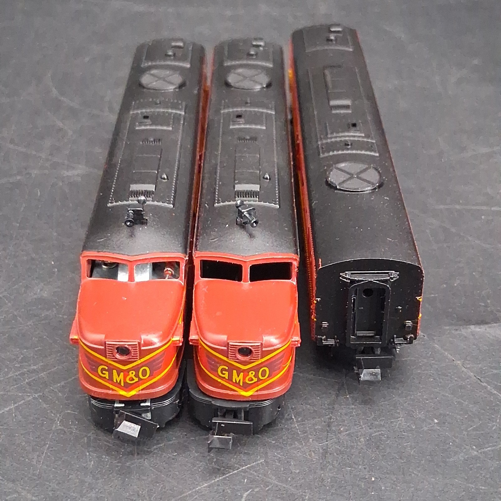 Con-Cor N Scale GM&O ALTON ROUTE & REBEL Set 3 PA Locos AAB & 6 Passenger Cars