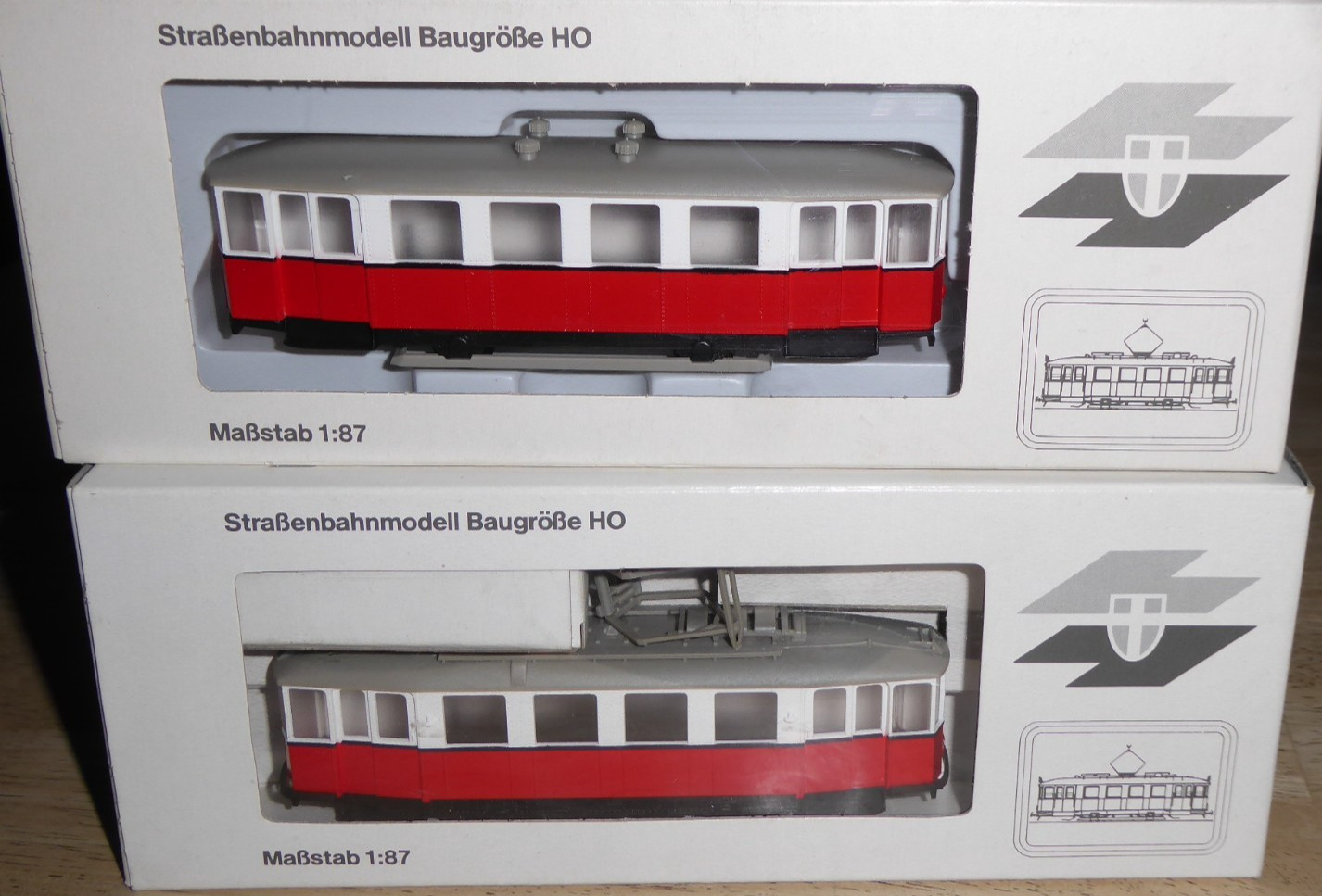 Halling H0 Vienna Tram Powered Railcar + Trailer Car M With Motor, Tram Tramway