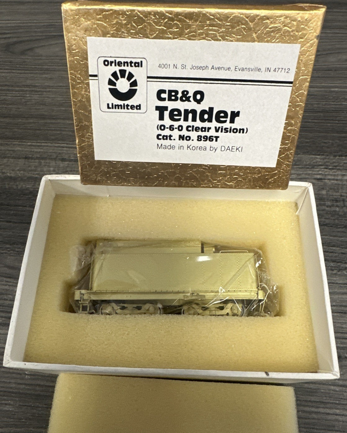 Oriental Limited HO Brass #896T CB&Q 0-6-0 Clear Vision Tender – Unpainted NIB!