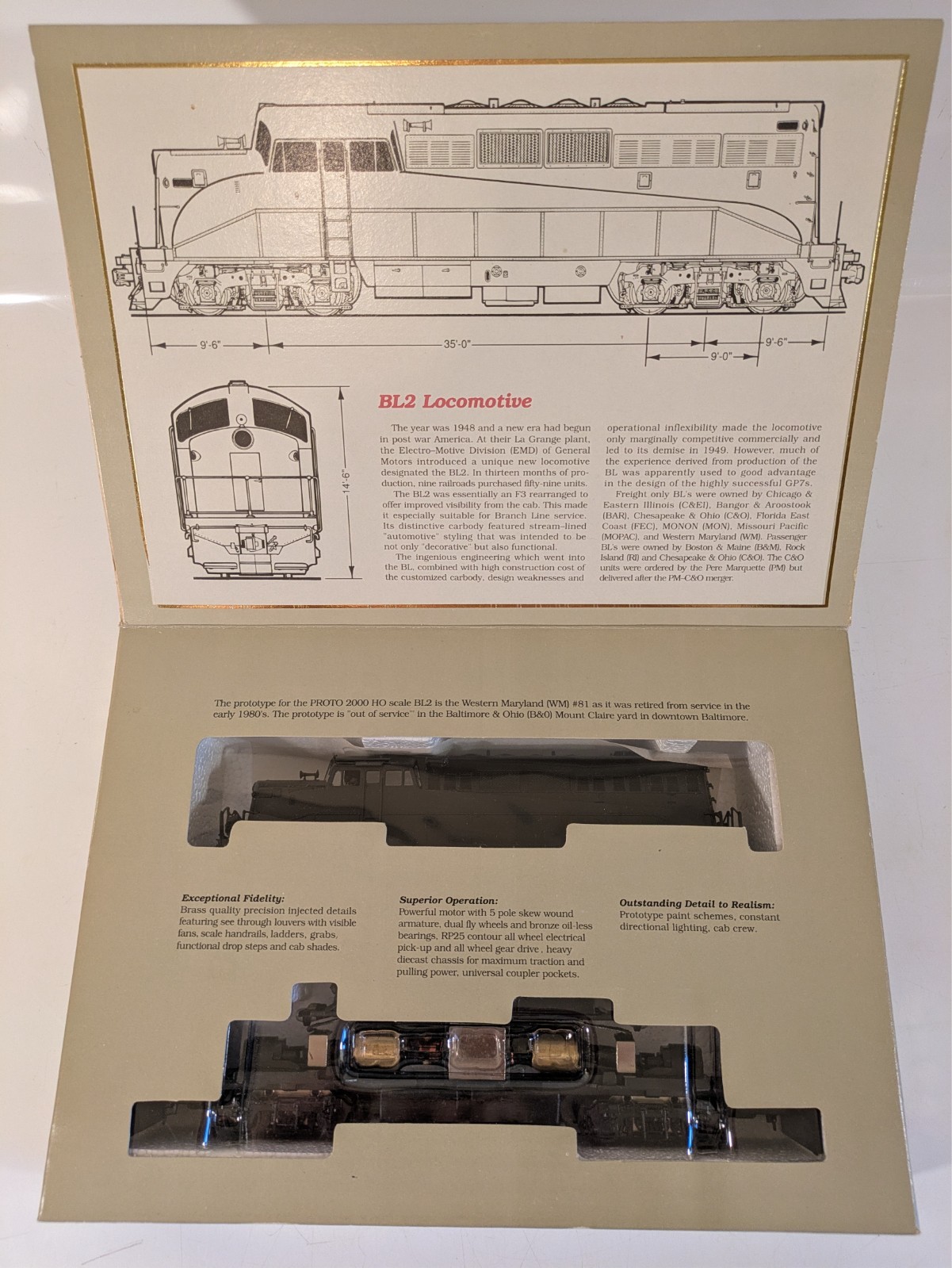 HO EMD BL2 Undecorated DC NIB NOS # 8698