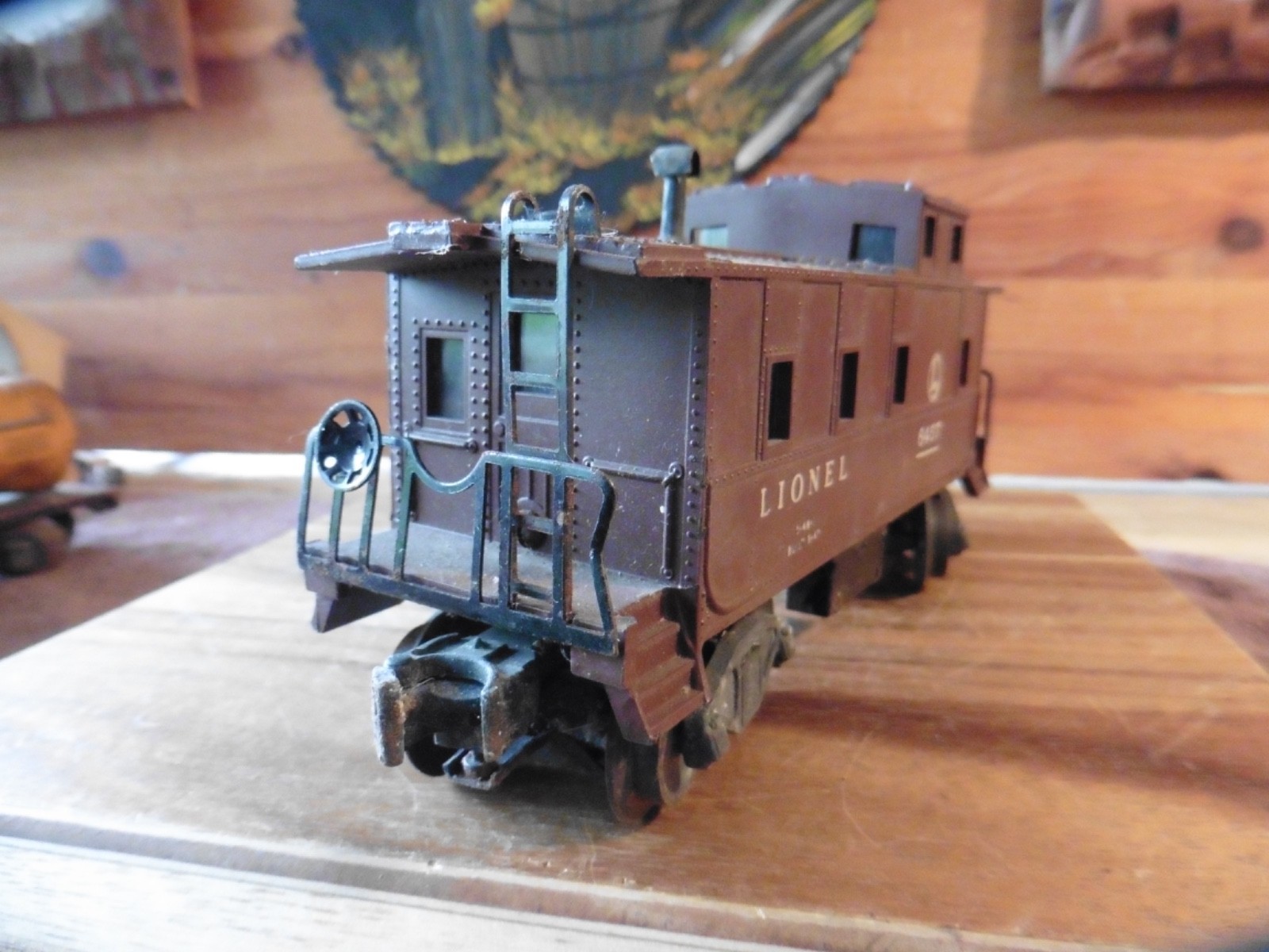 Vtg Lionel 6457 Premium Train Lighted Caboose Brown w/ Black Stack Untested