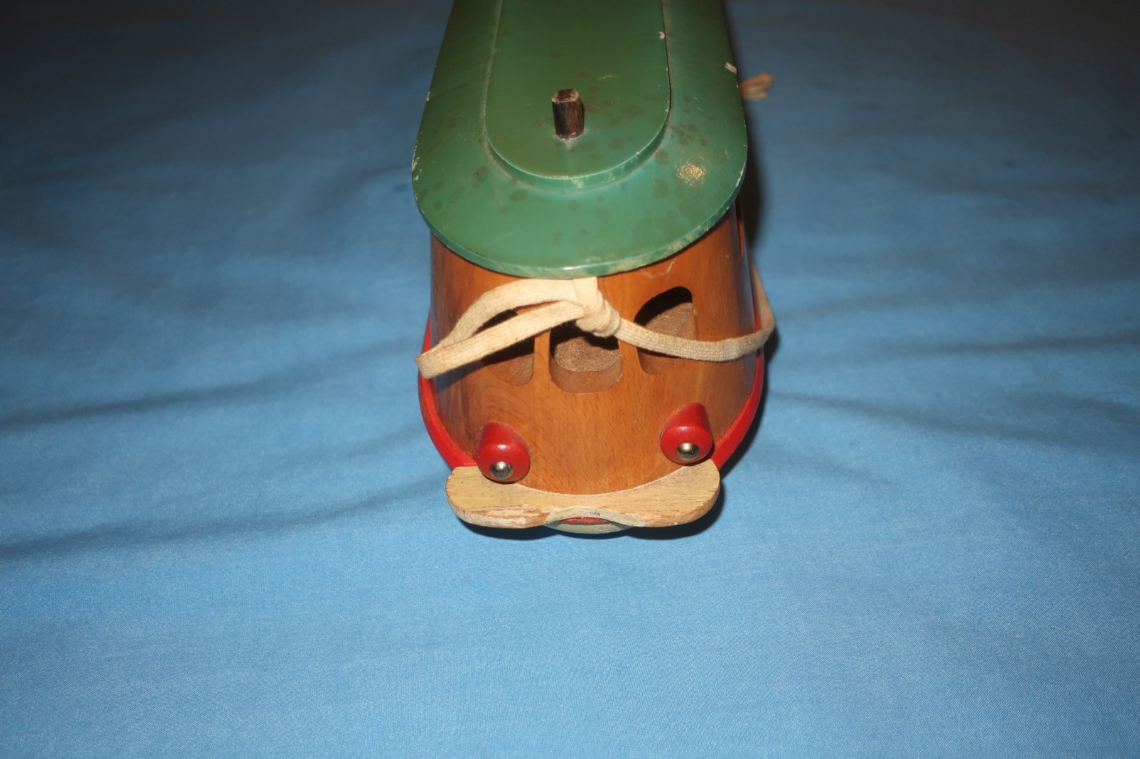 Vintage Wood Streetcar Trolley Pull Toy. 20″ Long. Czechoslovakia