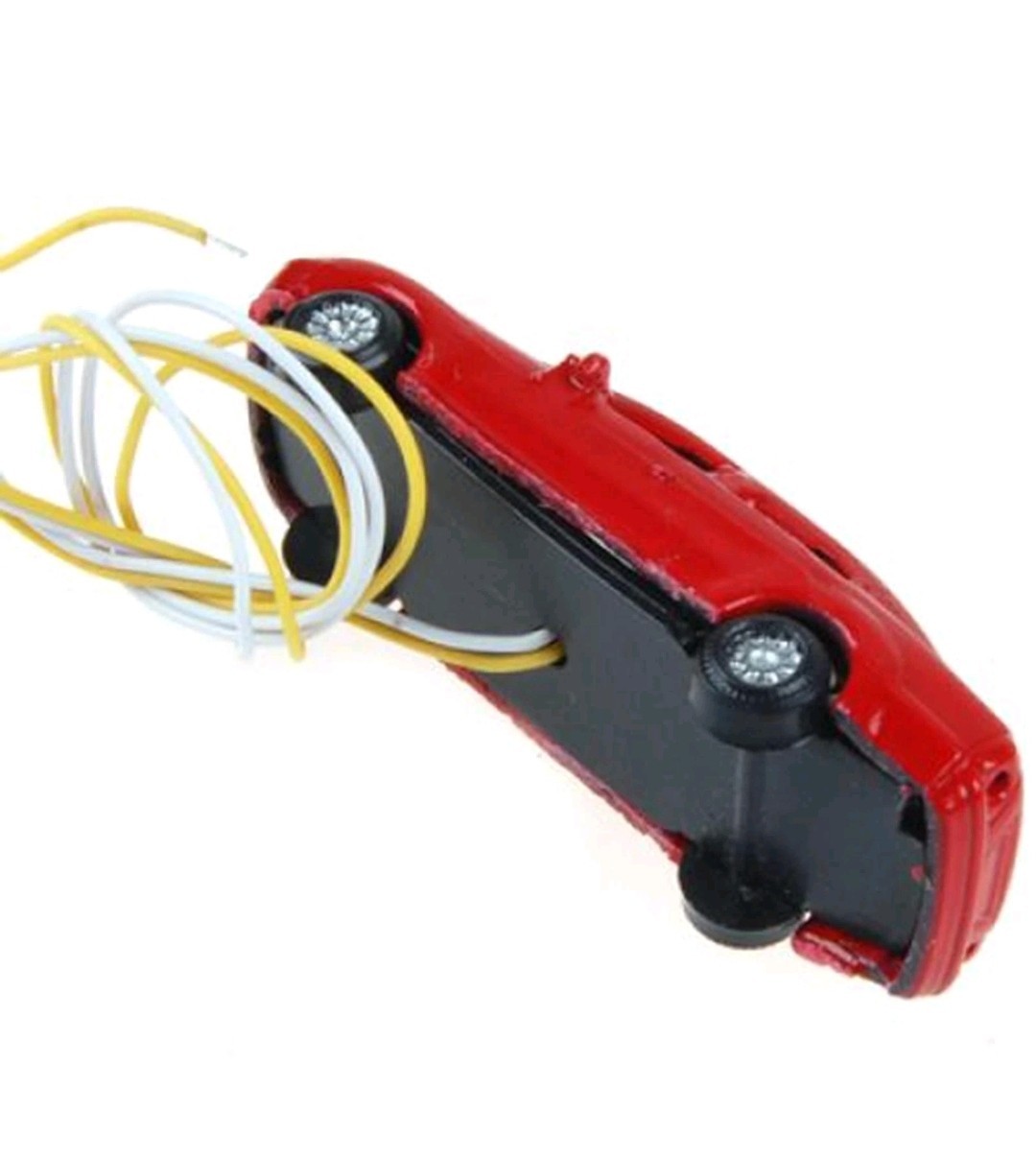 Set N.2 Cars With White-Red LED Lights 12V Plastic Railway Scale N 1/160