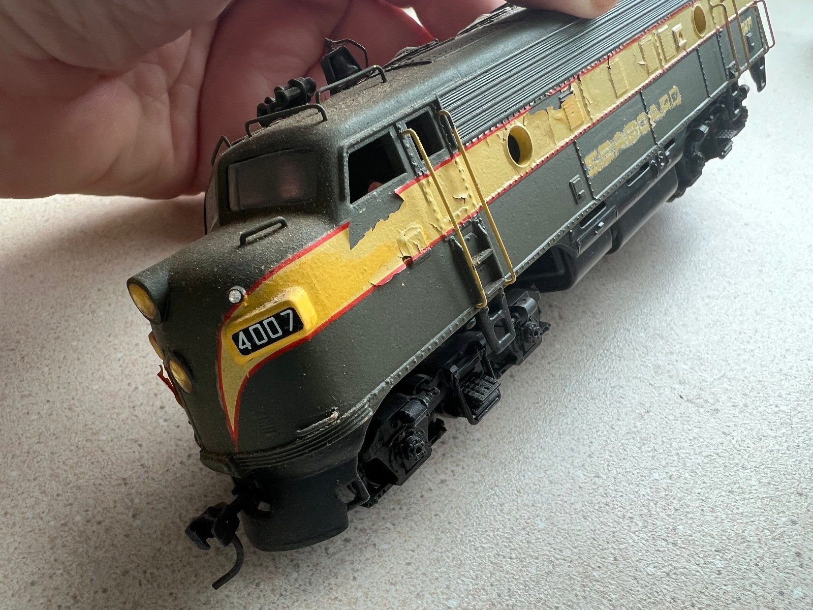 Custom ,Detailed, Dummies Athearn HO Scale F7A & B SEABOARD Green/Yellow