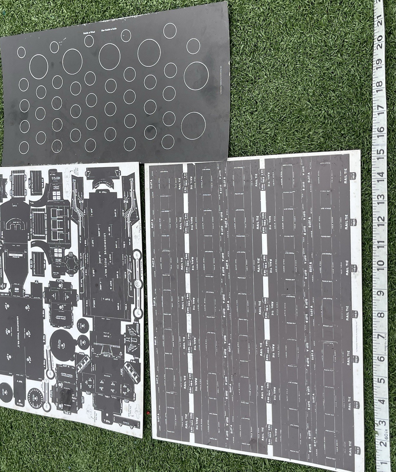Vintage Cut-Out Toy Train Model Sheets – Locomotive, Track, and Wheels – Set