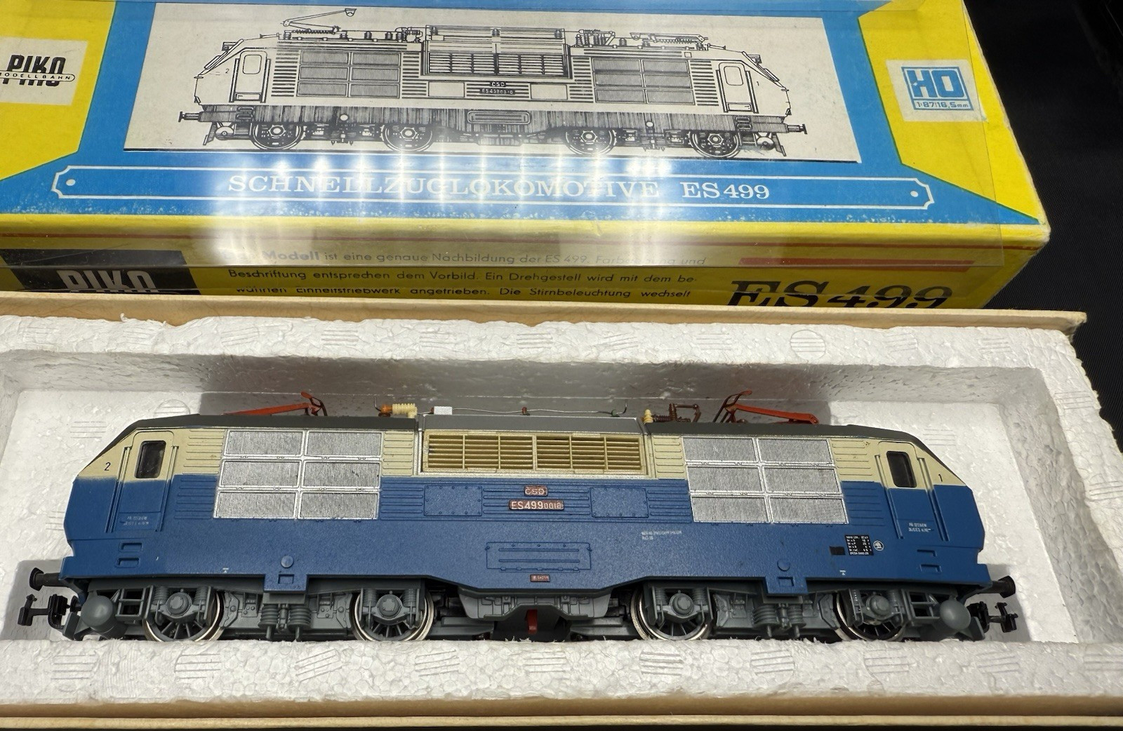 PIKO SCHNELIZUGLOKOMOTIVE ES 499 HO ELECTRIC LOCOMOTIVE 5/6220-002 BLUE TESTED!