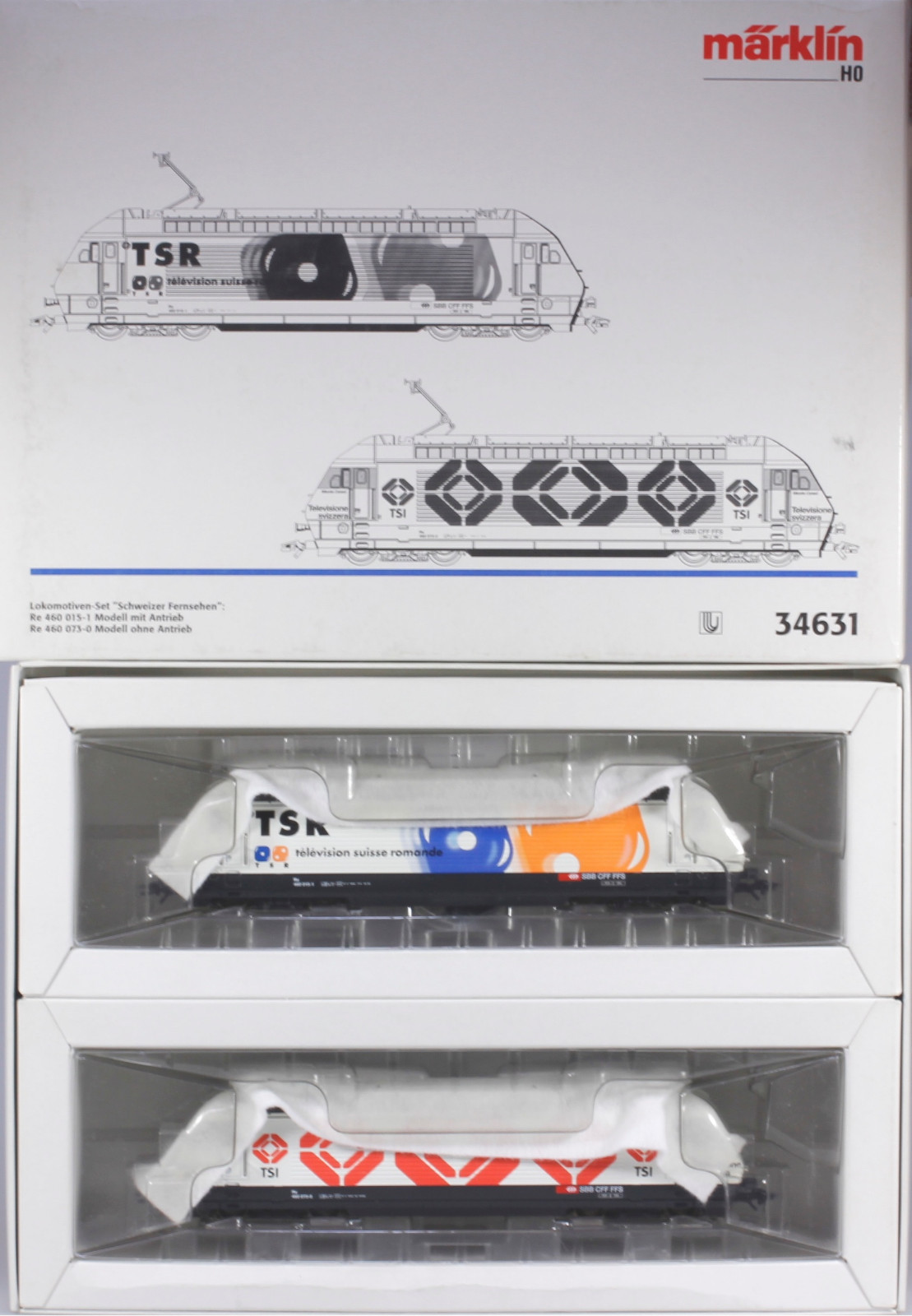 Märklin HO #34631 Swiss Re460 Television Electric Locomotive Set, N/BX 1998 only
