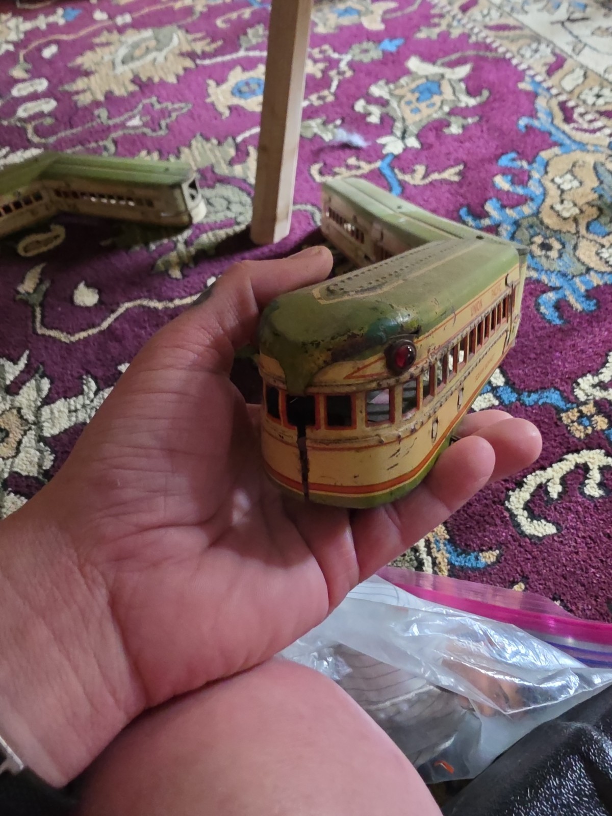 Vintage Marx Union Pacific O Streamliner M10005 w/ 6 Cars Green Yellow No Motor