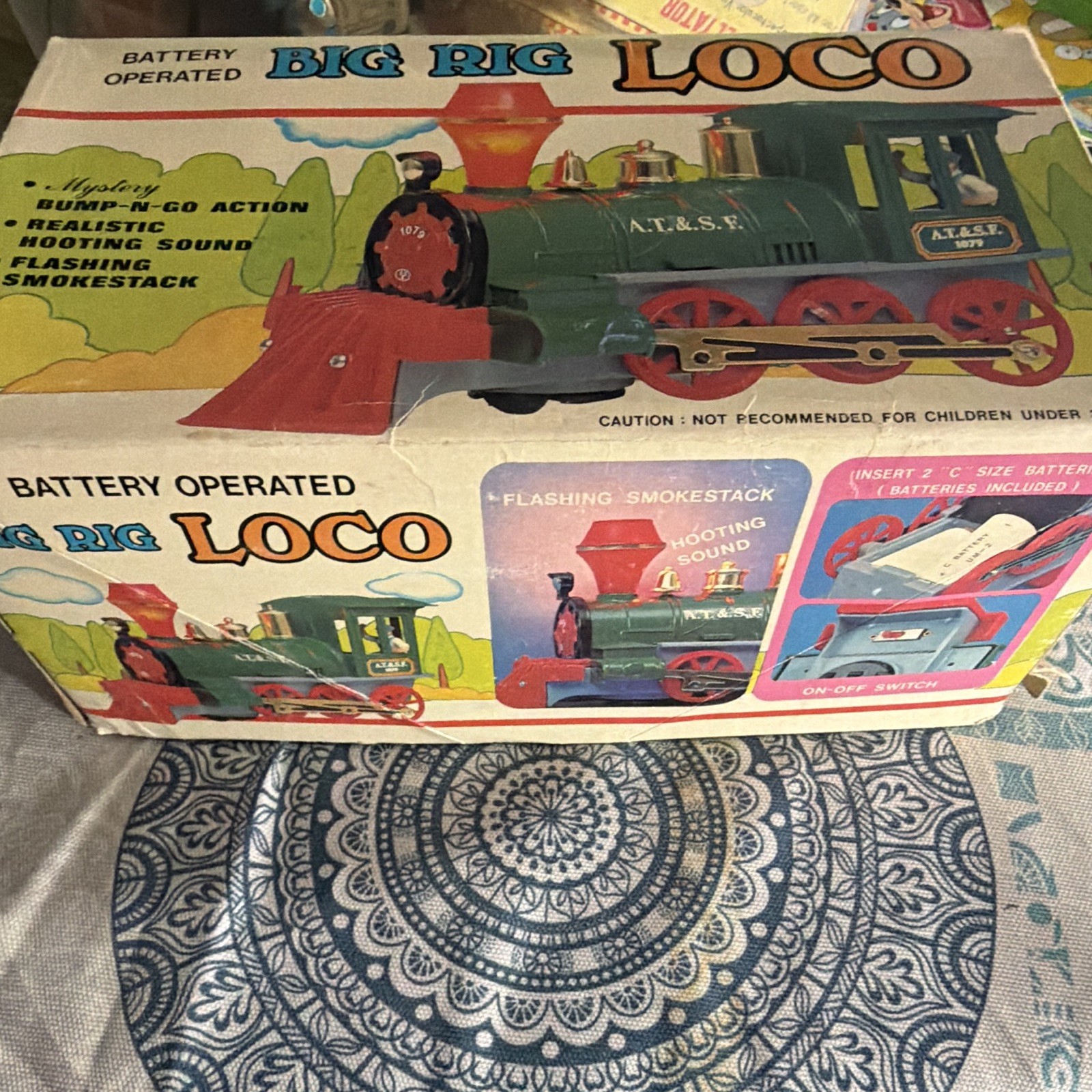 Big Rig LOCO A.T.&S.F. Battery Operated Locomotive w/ Sound, Flashing Stack