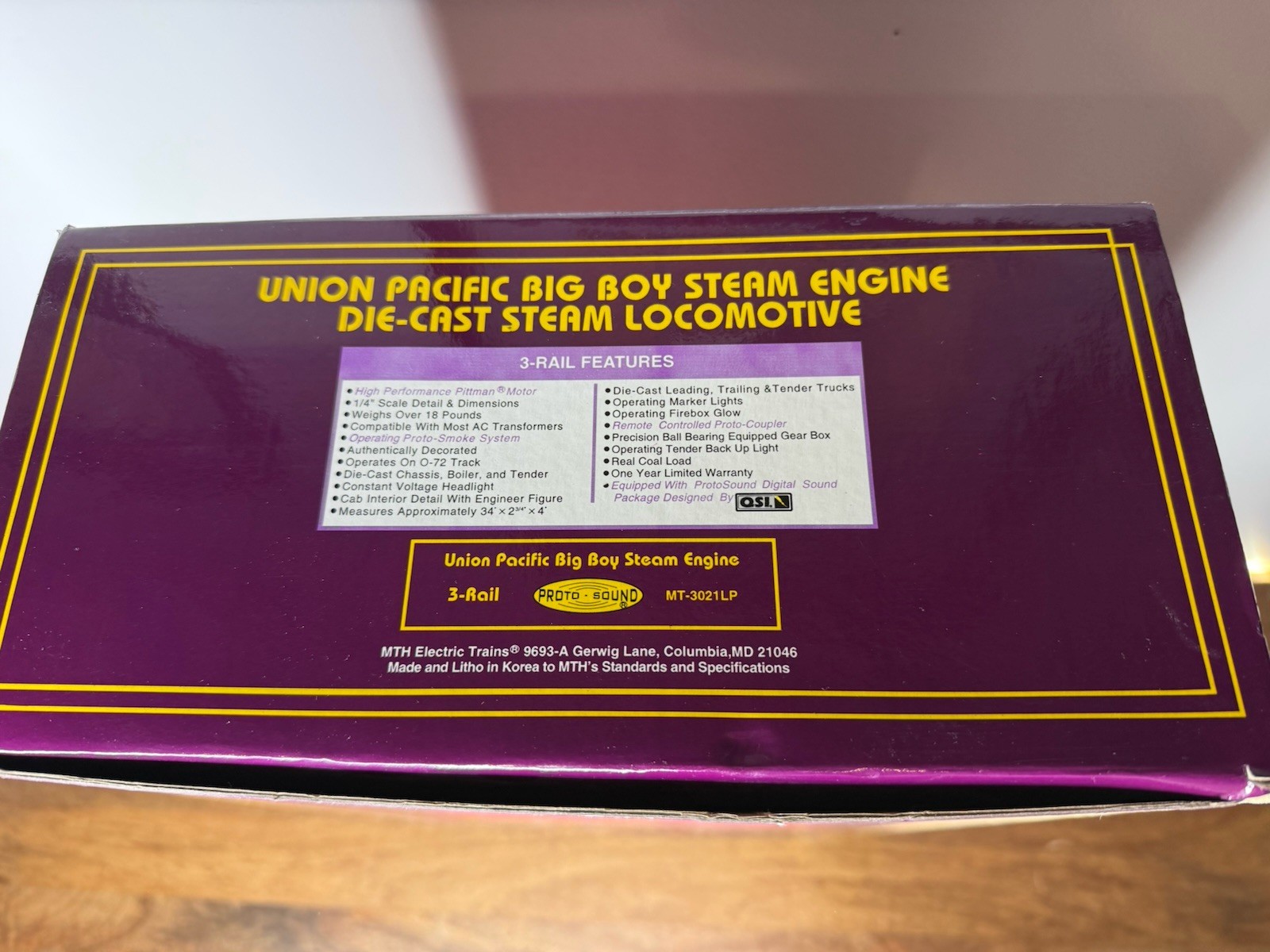 MTH MT3021lP O Gauge Railroad 4012 Union Pacific Big Boy Steam Locomotive w/Box