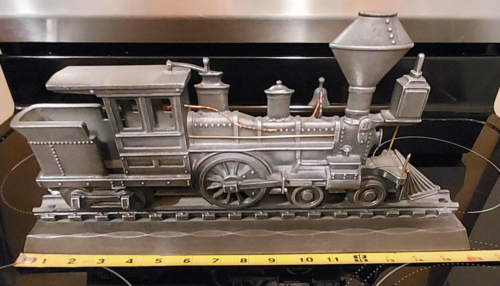 Vtg. Cast Metal Train Locomotive Railroad Mailbox Topper