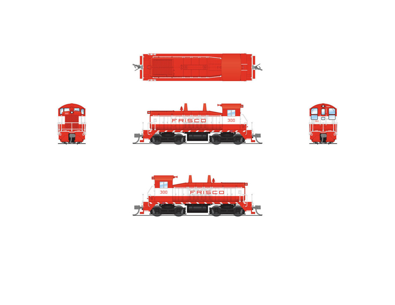 Broadway Limited 7521 N Scale SLSF EMD SW7 Red & White Diesel Locomotive #304