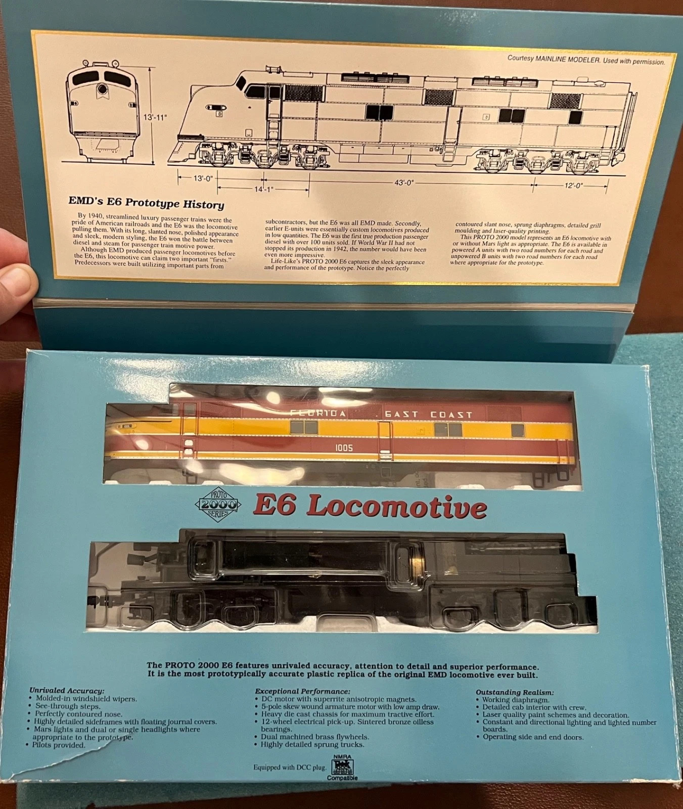 Life like Proto 2000 HO scale EMD E6 FEC Florida East Coast #1005 with NCE DCC