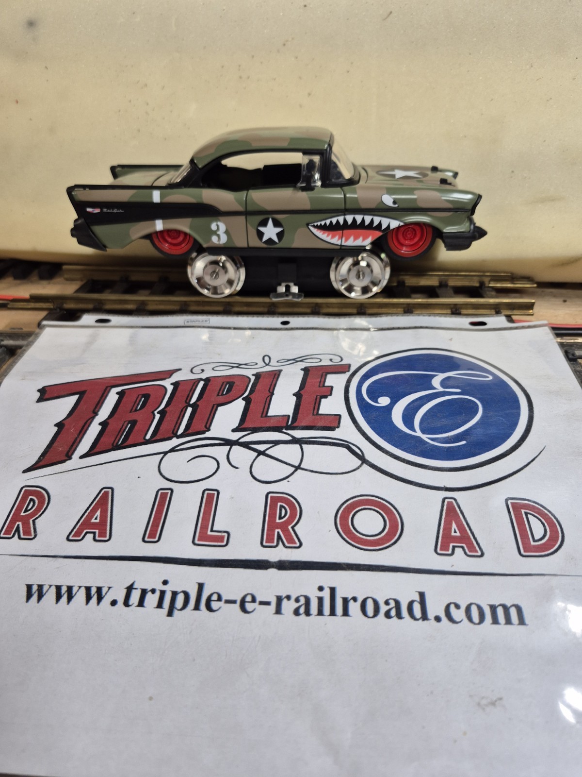 Jada USA Trains G Scale ’57 Chevy Bel Air Army Car 1/24