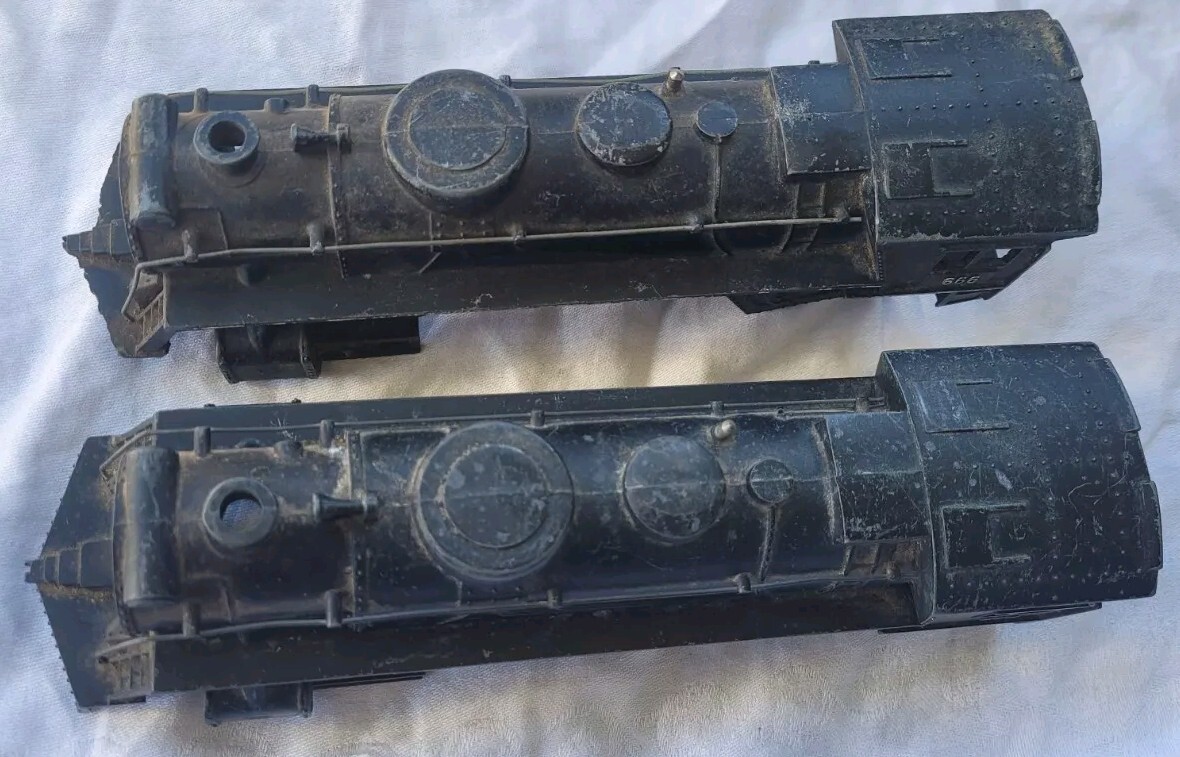 Vintage Marx 1950’s Diecast Steam Locomotive 666 Junkyard Body Lot Of 2