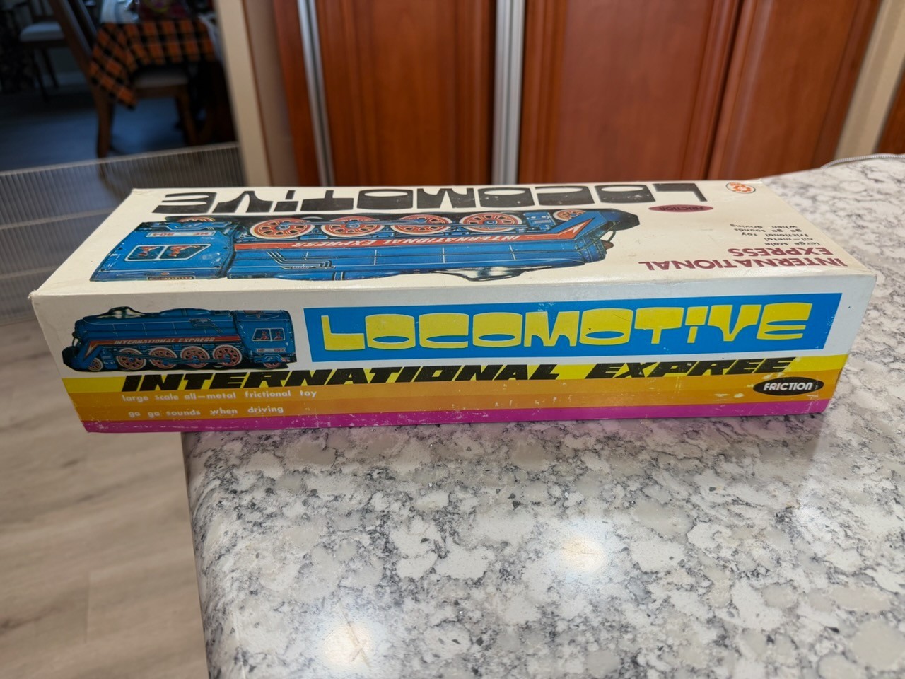 Vtg Friction Train Toy, Lrg Scale MF804 International Express W/Box & Instruct