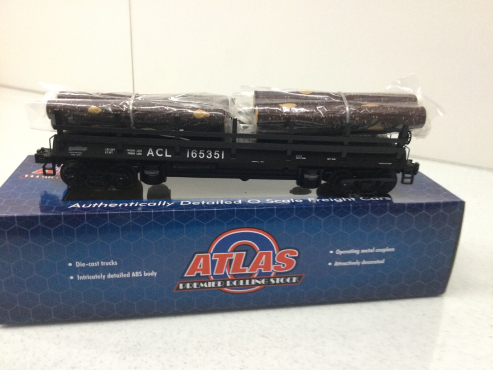 Atlas #3001162 Atlantic Coast Line Operating Log Dump Car 3 Rail NEW O Scale
