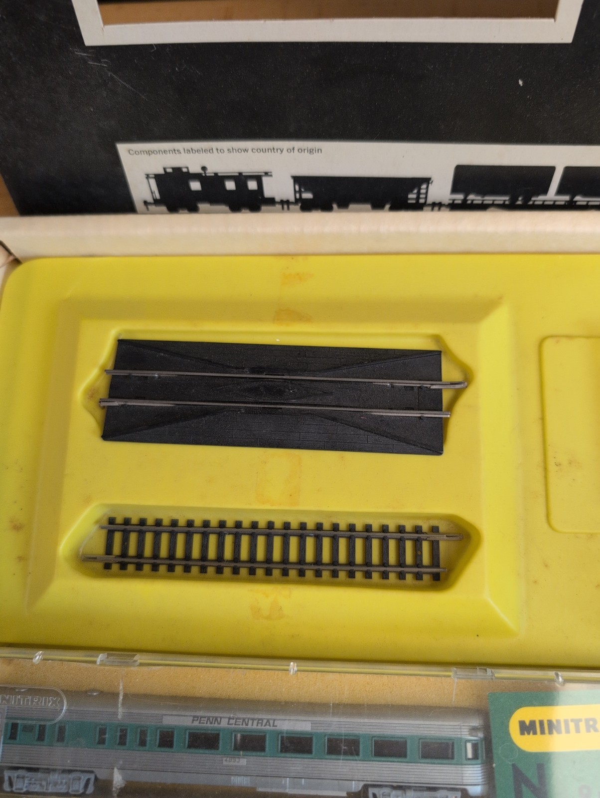 Trix N Scale Penn Central Locomotive, 4 Passenger Cars, Track, Transformer