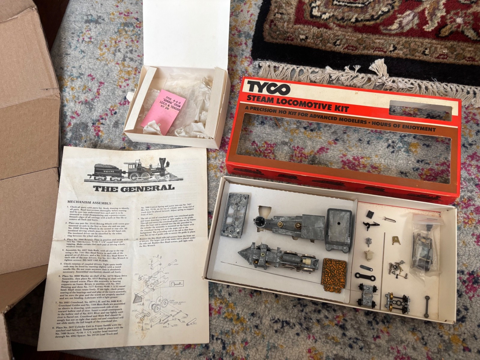 Vintage Tyco Steam Locomotive 7705 4-4-0 General Steam Loco & Tender Kit 210