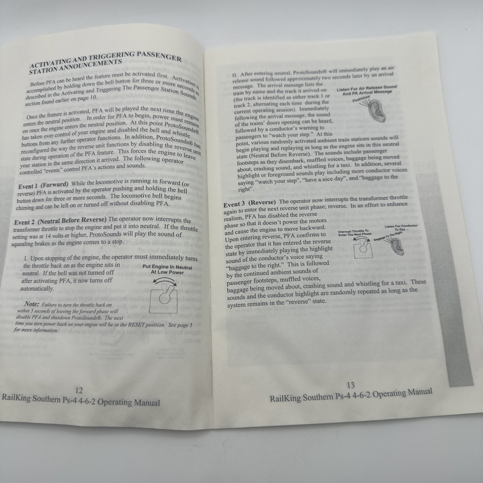 MTH Rail King Southern PS-4 4-6-2 Steam Engine Operating Instructions Manual
