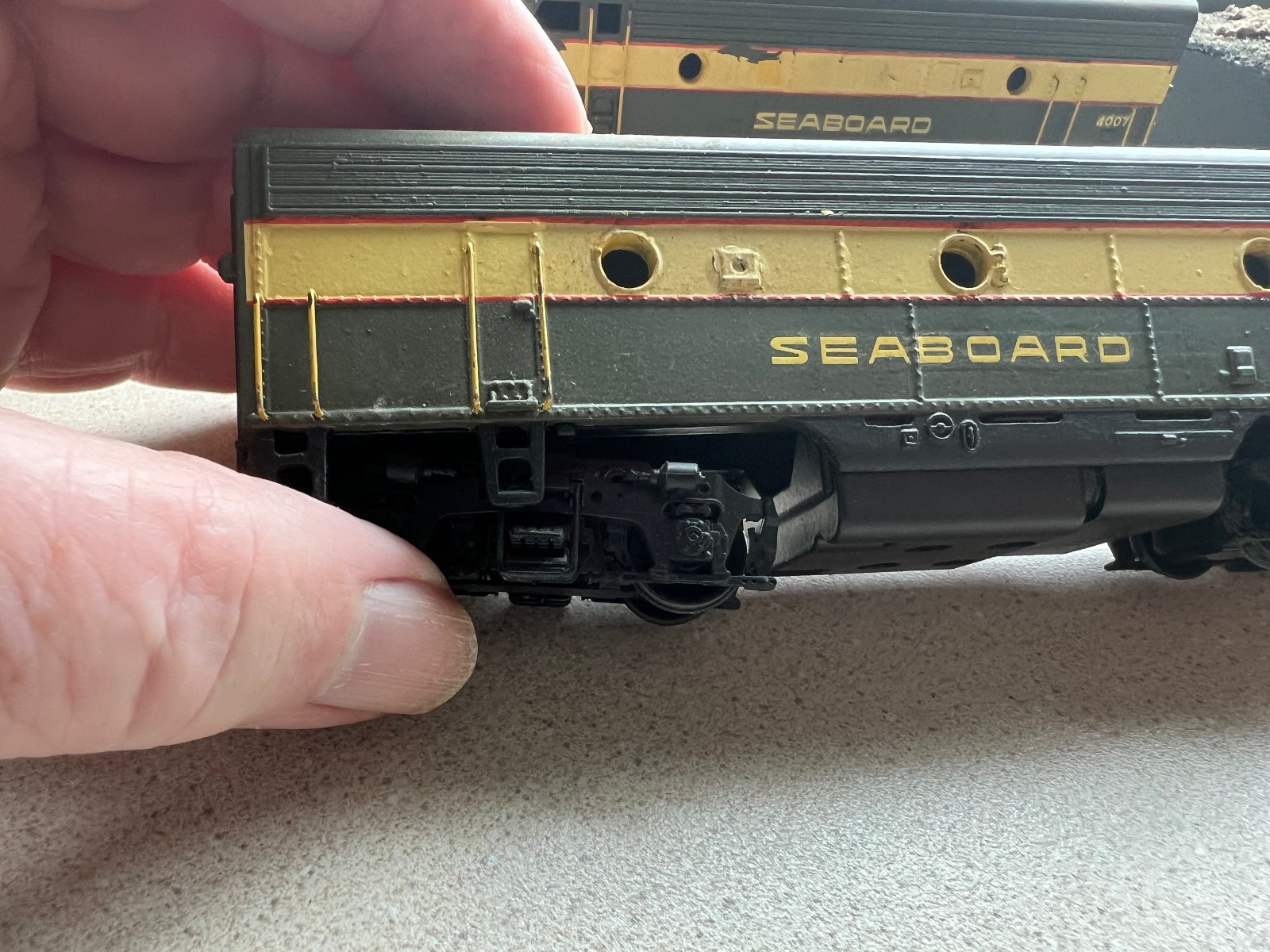 Custom ,Detailed, Dummies Athearn HO Scale F7A & B SEABOARD Green/Yellow