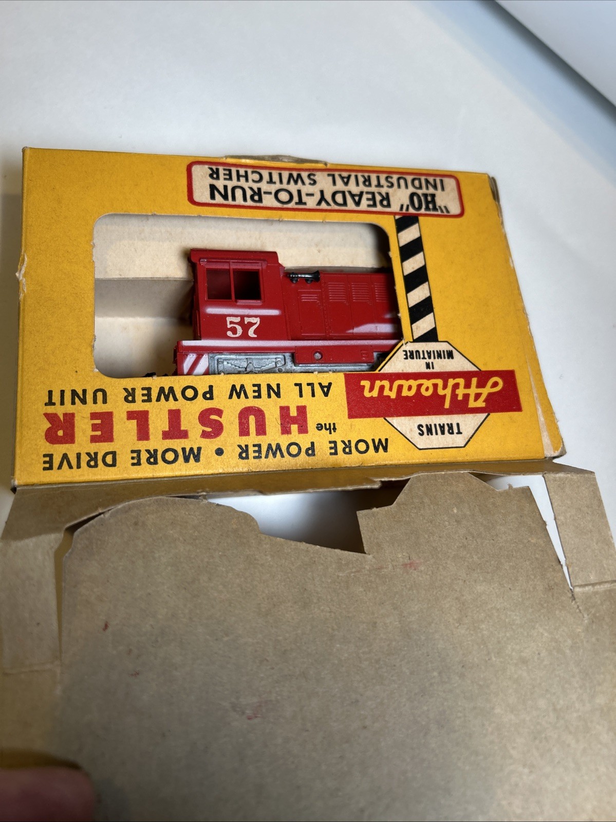 Athearn Hustler Red 57 Diesel Switcher HO Scale Locomotive Train NOS Display Box