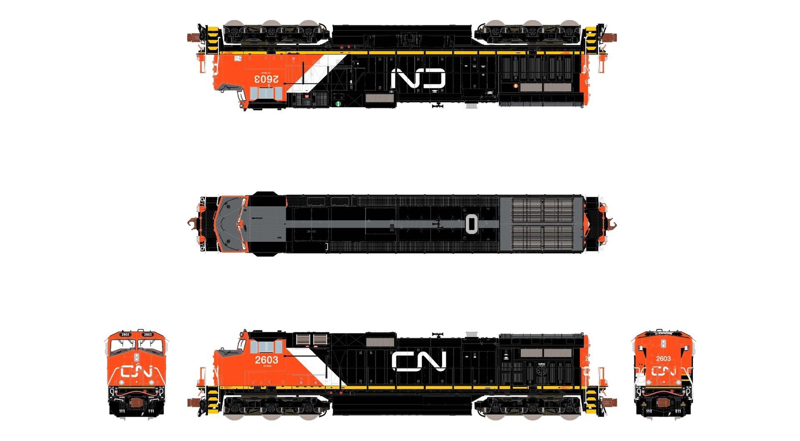 ScaleTrains Rivet 38685 N Scale GE DASH 9 Diesel Canadian National CN 2603 DCC &