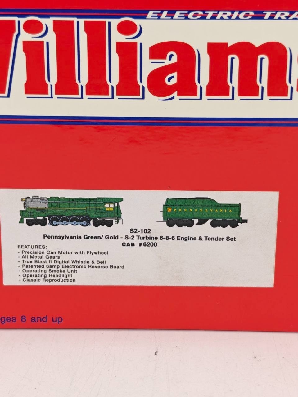 Williams S2-102 PRR S-2 Turbine 6-8-6 Steam Loco O Scale Box Manual Tested