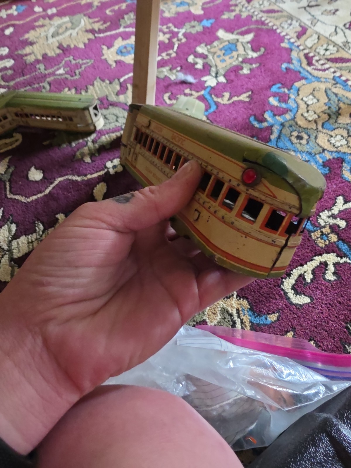 Vintage Marx Union Pacific O Streamliner M10005 w/ 6 Cars Green Yellow No Motor