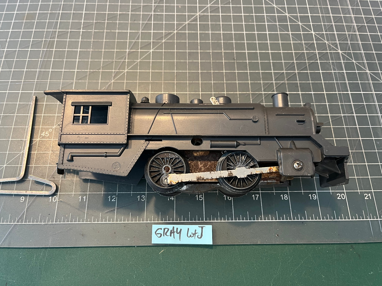Marx O Train SCARCE GUNMETAL GRAY Clockwork Windup Locomotive Engine RUNS Lot J