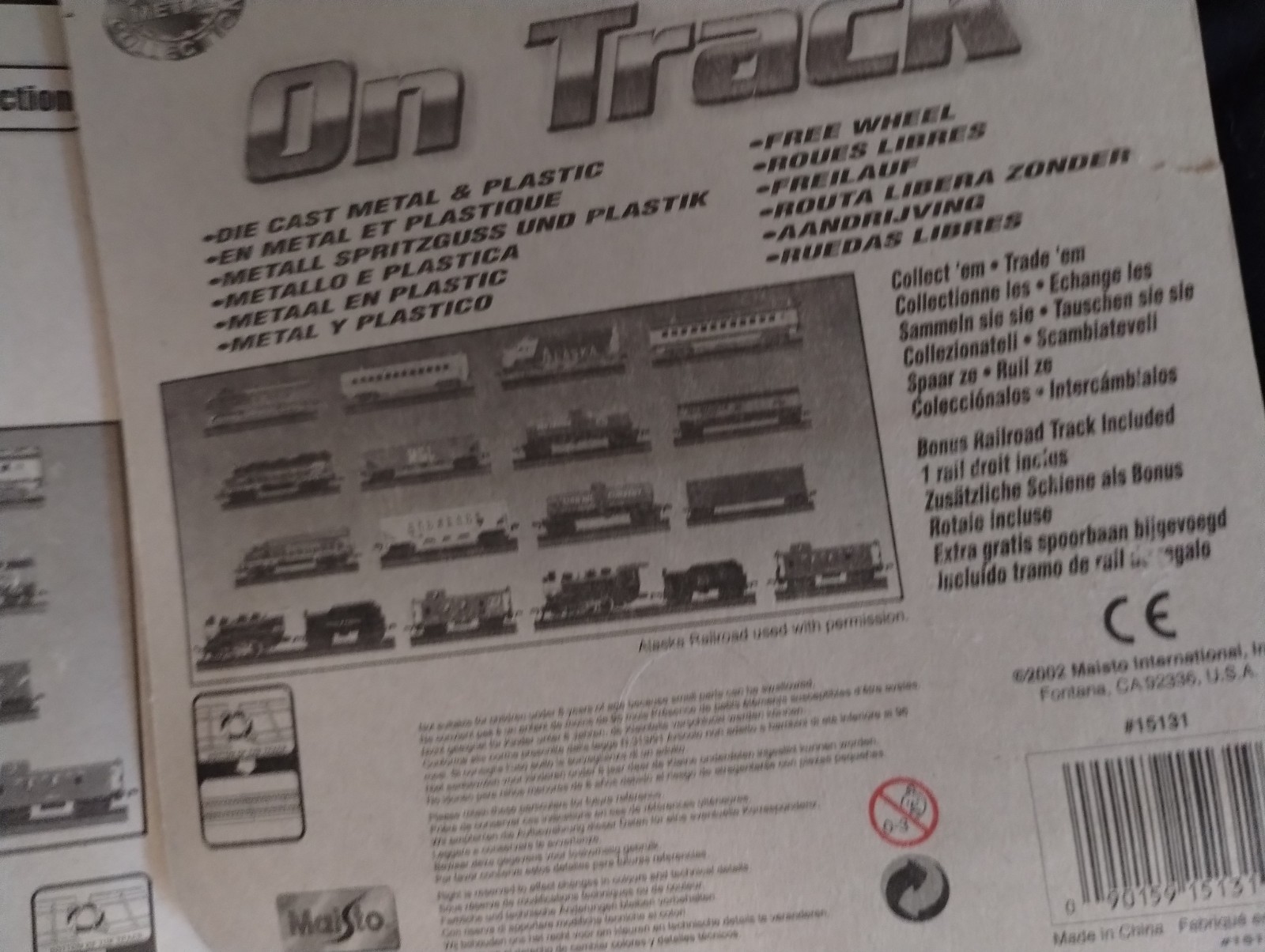 Maisto On Track Die-Cast Train with Track Burlington Northern Engine Lot Of 7