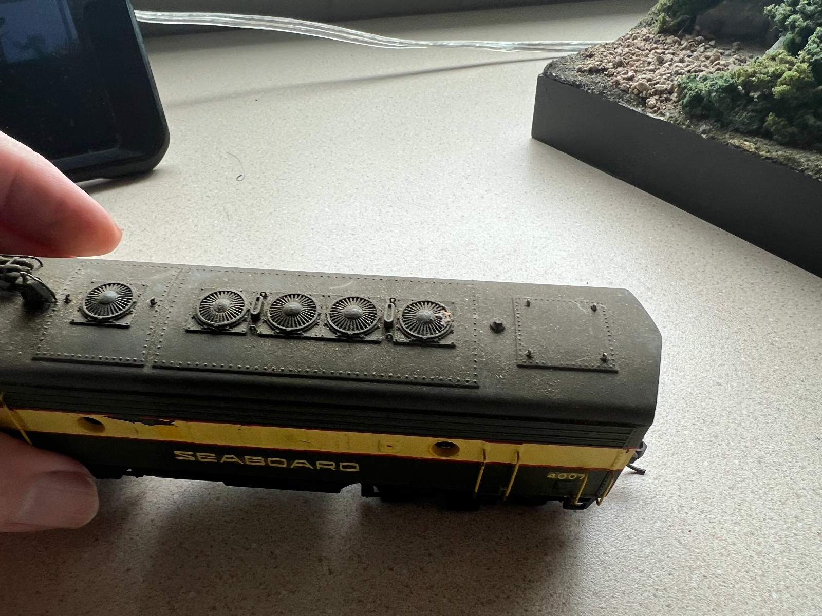 Custom ,Detailed, Dummies Athearn HO Scale F7A & B SEABOARD Green/Yellow