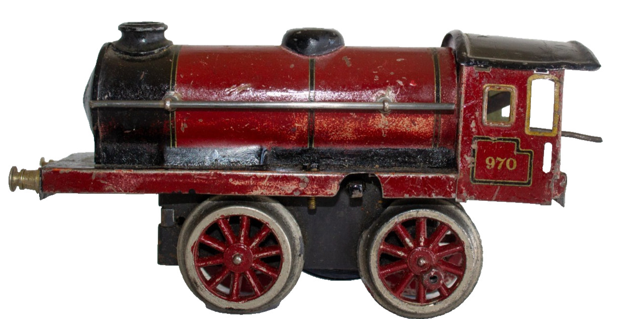 Early Märklin #970 Red 0-gauge clockwork Locomotive (4 parts or resto)