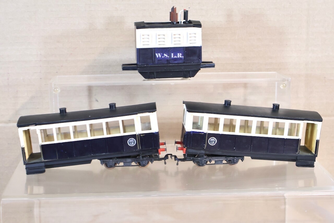 KIT SCRATCH BUILT O-16.5 WSLR DIESEL DMU LOCOMOTIVE & COACH SET ol