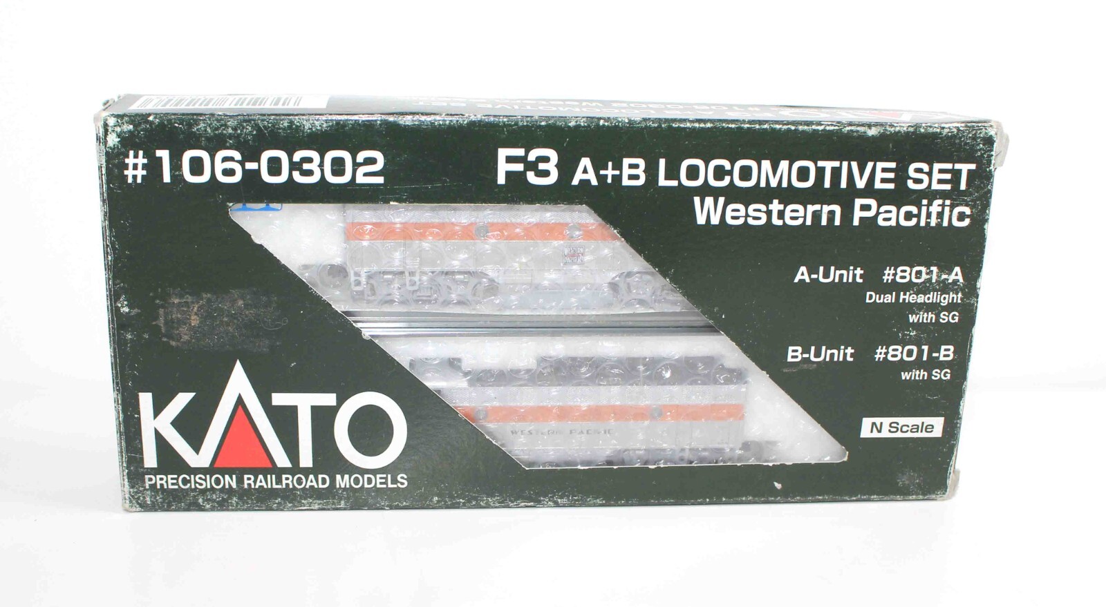 N Scale Kato 106-0302 F3A/B Diesel Locomotive Western Pacific #801A & #801B Set
