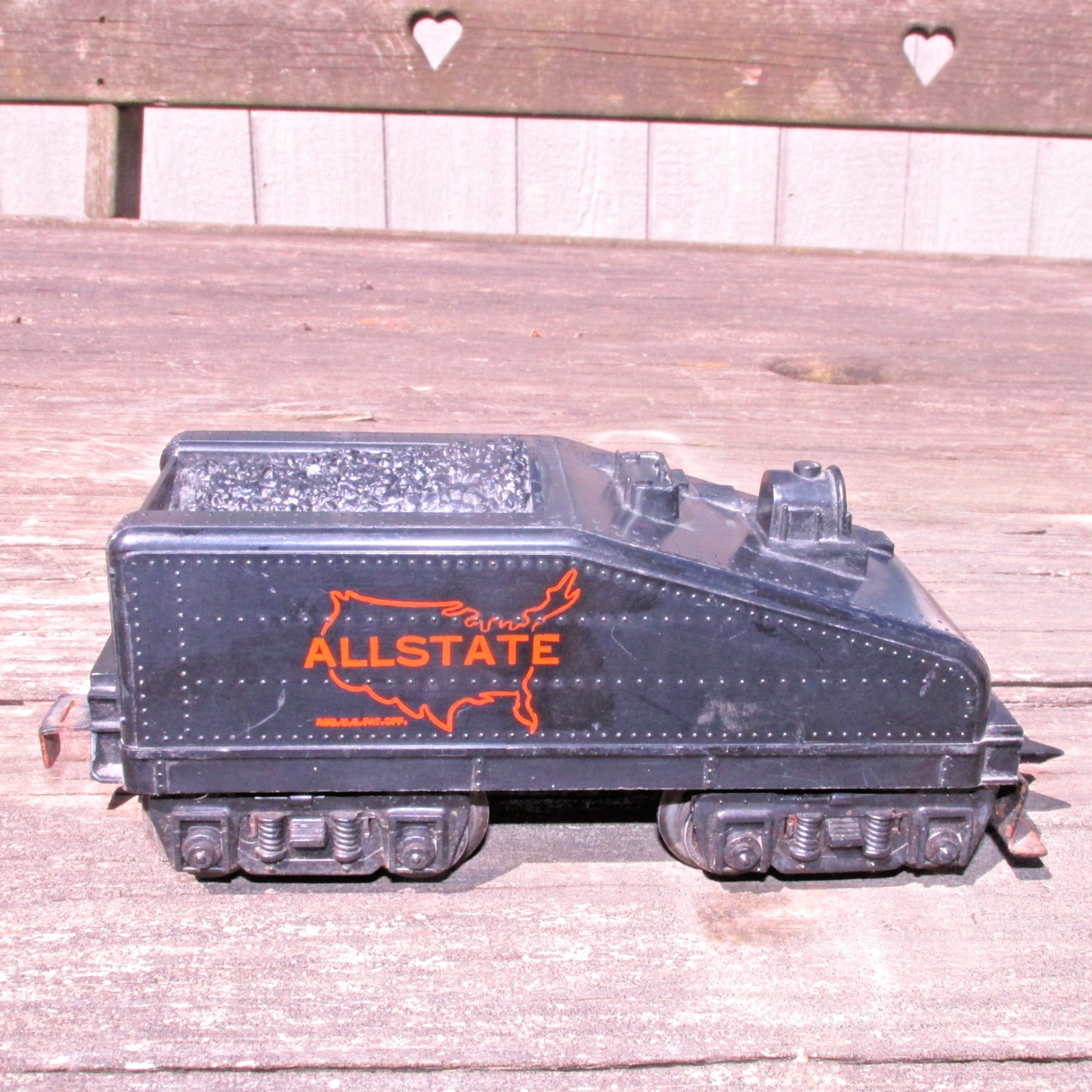 Marx O Train Black ALLSTATE Orange Letter Slope Wedge Tender 8 Wheel USA PreOwn