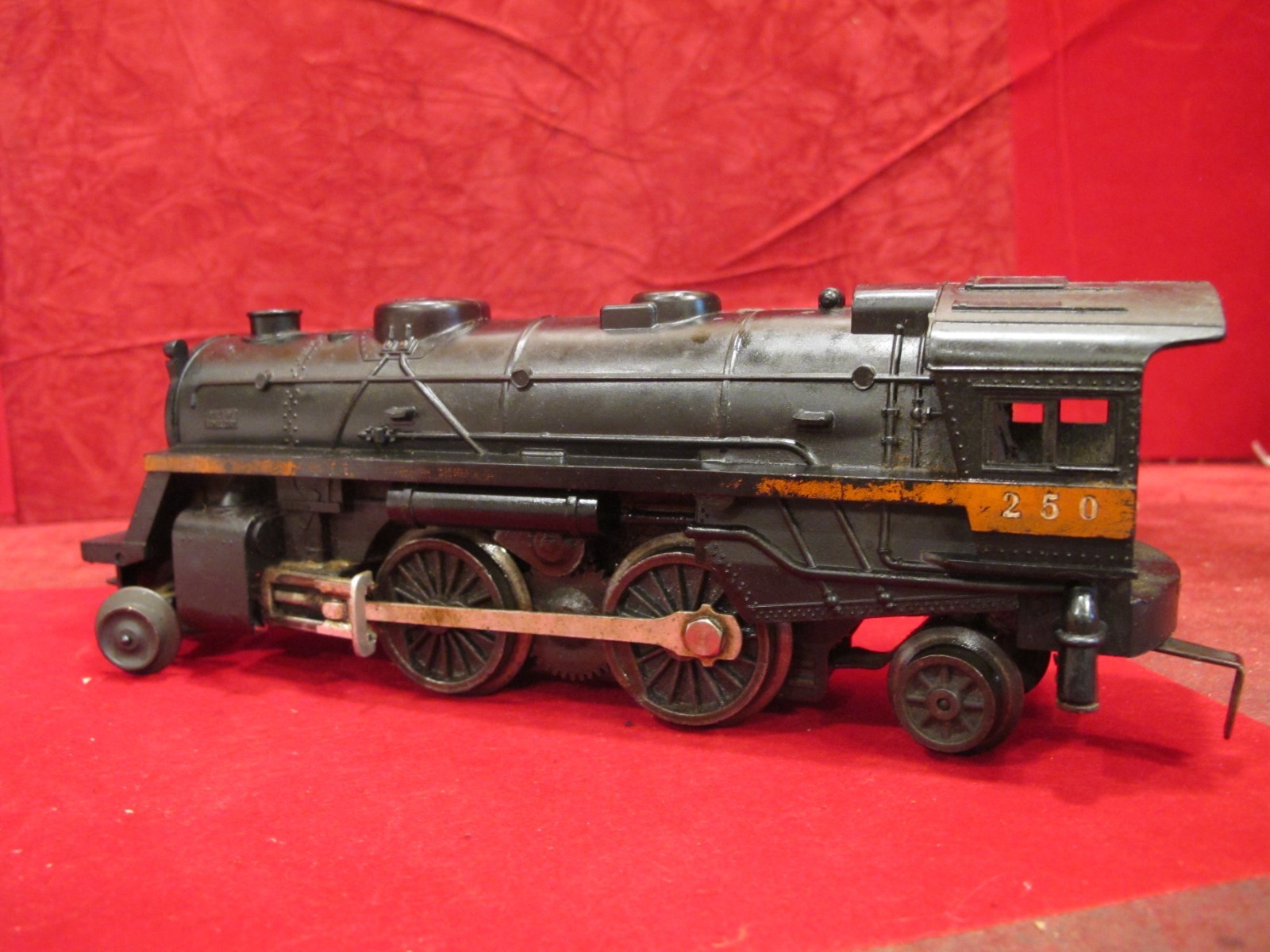 Lionel 250 Steam Locomotive O27 Gauge Black Orange Stripe Vintage Postwar