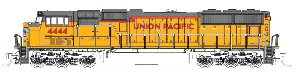 NIB KATO 176-7618 EMD SD70M with Flat Radiators – DC Union Pacific #4444 N Scale
