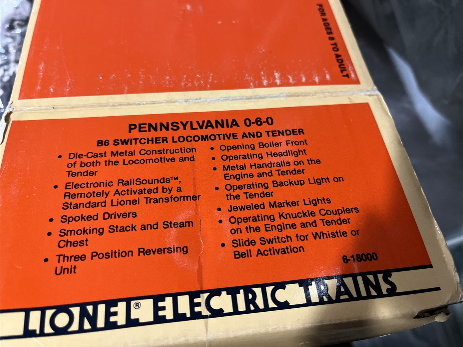 Lionel 6-18000 O Gauge Pennsylvania 0-6-0 B6 Switcher Loco & Tender #8977 – MINT